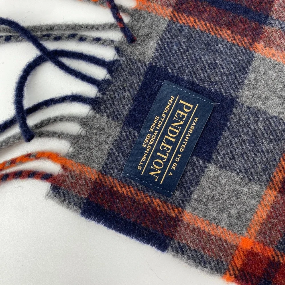 Pendleton Plaid Scarf OS Multicolor Wool Fringe Soft Warm